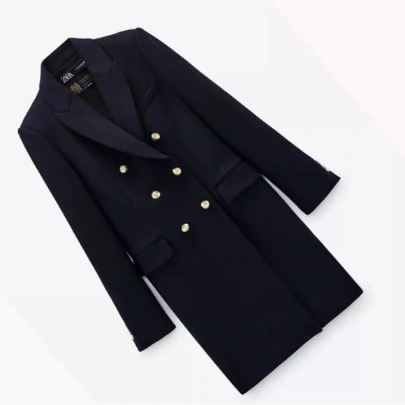 ZARA LONG COAT WITH METALLIC BUTTON
